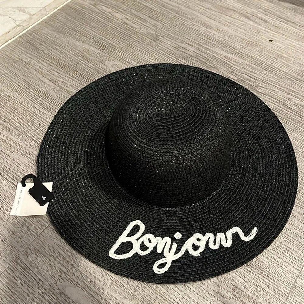 NWT Bonjour black straw hat
